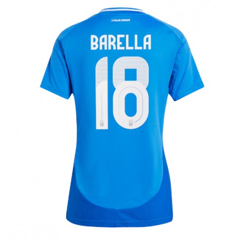 Fotballdrakt Dame Italia Nicolo Barella #18 Hjemmedrakt EM 2024 Kortermet